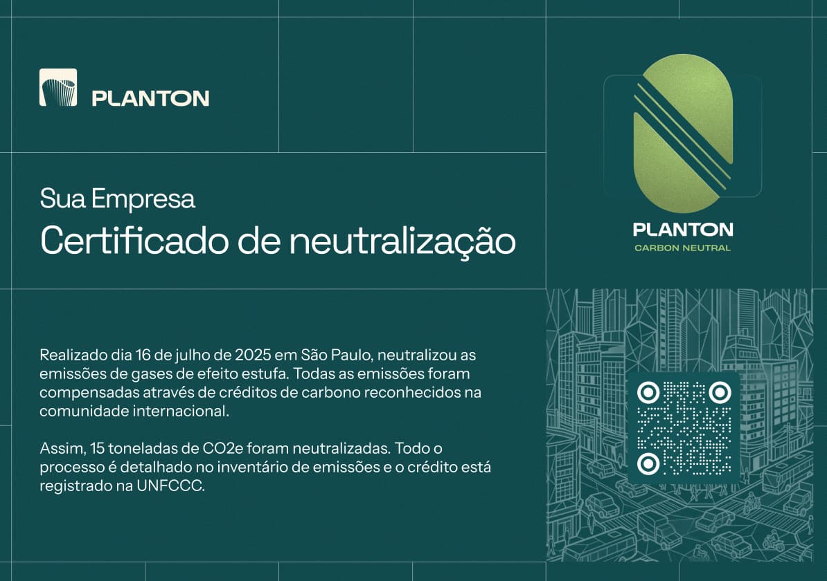 Exemplo de certificado de neutralização de emissões